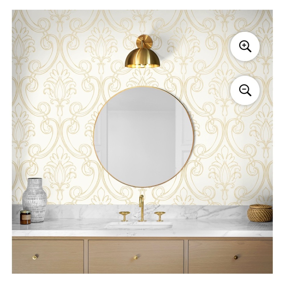 Wallpaper peel & stick adhesive easy removable metallic gold. Price is per roll